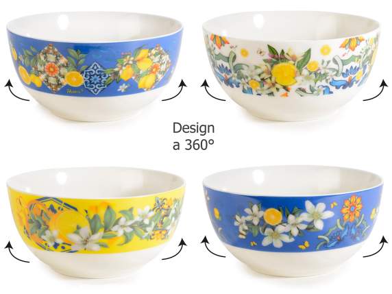 Porcelain bowl decorated Citrus fruits of the Mediterranean