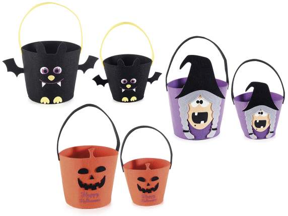 Set of 2 handbags-cloth bucket with Befana - Halloween dec