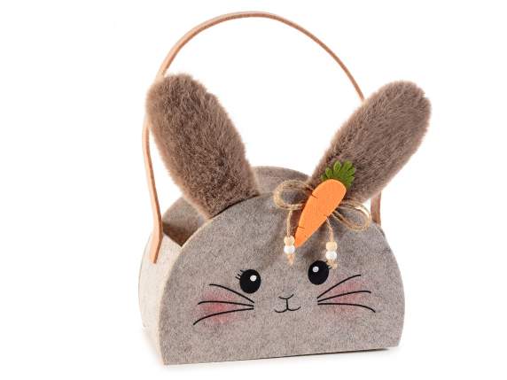 Bunny cloth handbag with soft eco-fur ears