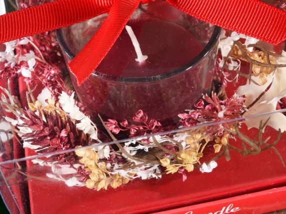 Scented candle package in glass jar and garland