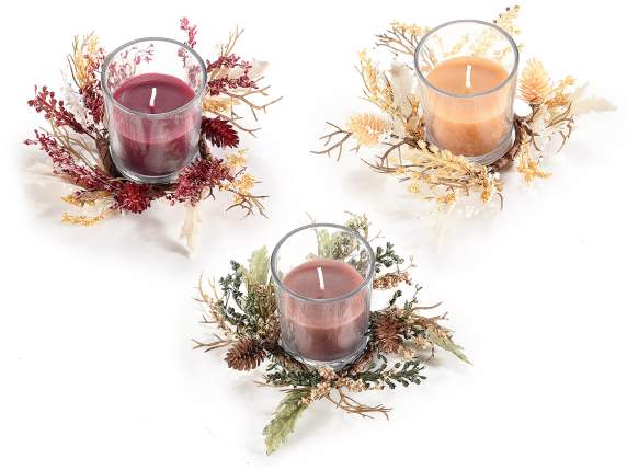 Scented candle package in glass jar and garland