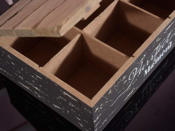 Pretty Cat embossed wooden tea box 6 compartments