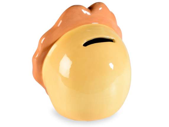 Animal-shaped piggy bank in colored ceramic