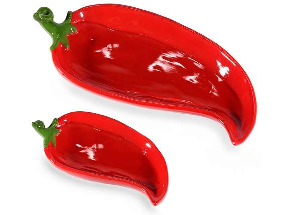 Set of 2 colored chilli pepper plates