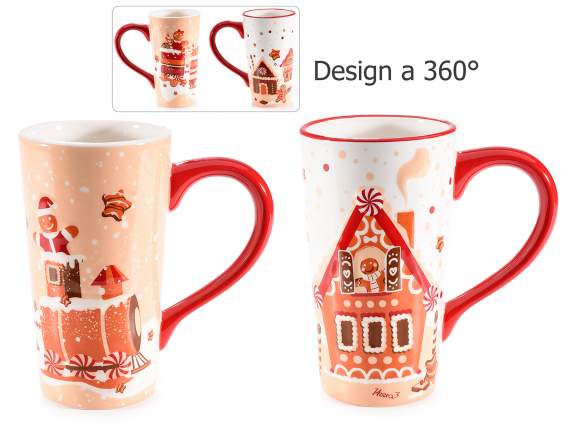 Biscottini glossy ceramic mug with relief decorations