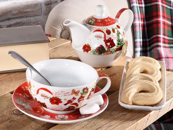 Porcelain cup and teapot set Christmas Fairy