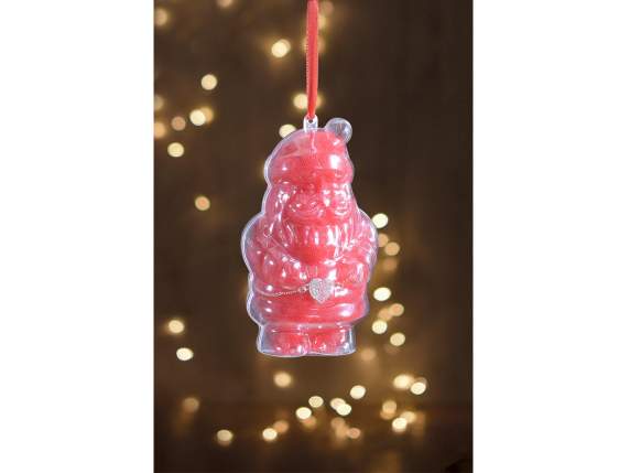 Papá Noel transparente que abre con cinta para colgar