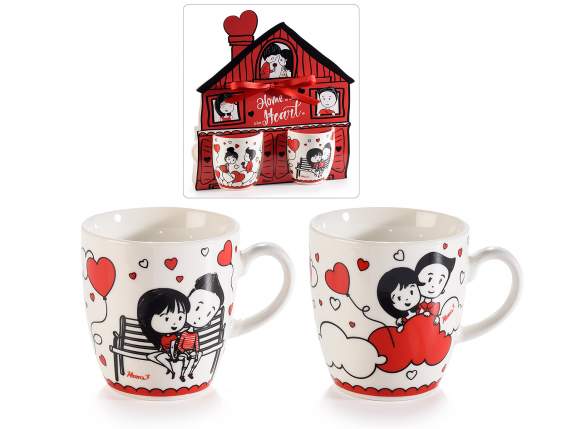 Gift box of 2 porcelain cups in Love Forever