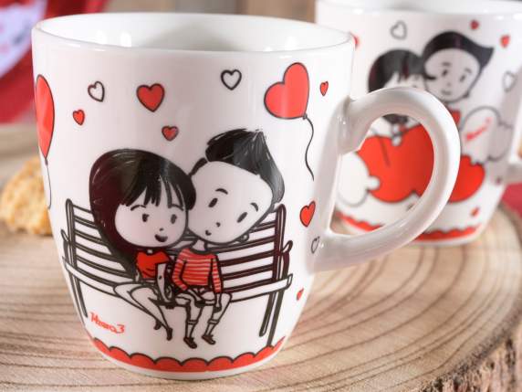 Gift box of 2 porcelain cups in Love Forever