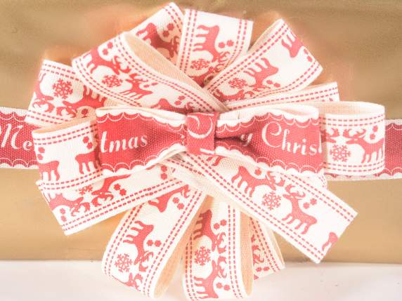Display of 24 cotton ribbons with Christmas print