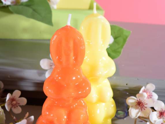Colorful candle in the shape of a rabbit with a shiny effect