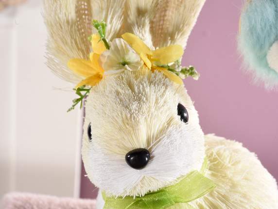 Colored natural fiber bunny with bow