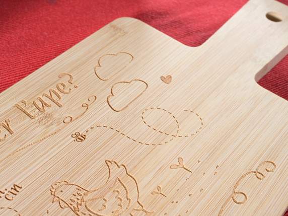 Bamboo-slate cutting board-tray Gallinella with handle