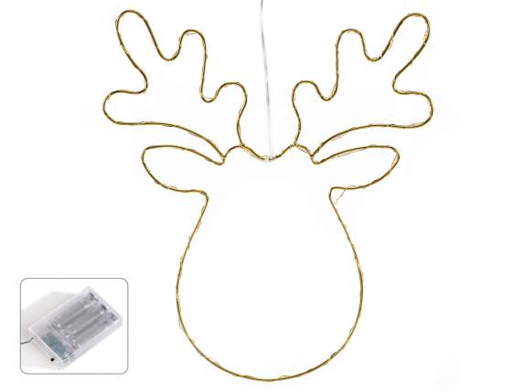 Metal reindeer with warm white LED lights to hang