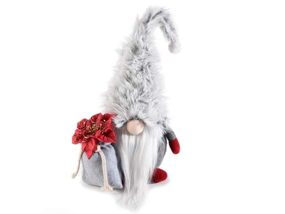 Fabric Santa Claus with sack and Christmas star with LED lig