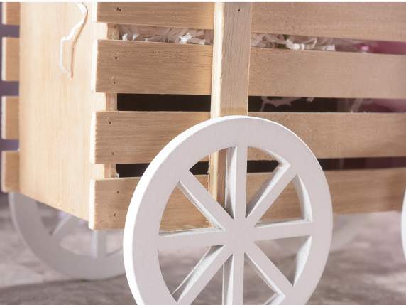 Decorative colored wooden cart with rope