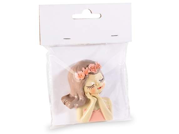 Resin girl with double-sided adhesive in package