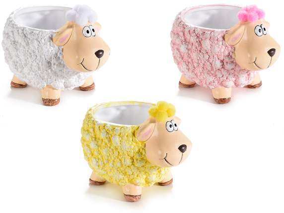 Little sheep colored ceramic jar
