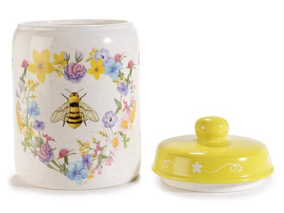 Set of 2 Bee Honey ceramic food jars