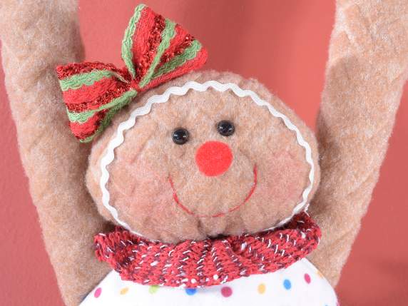 Gingerbread man to hang in fabric with writing