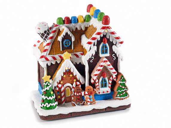 Gingerbread house in colored resin with lights and music