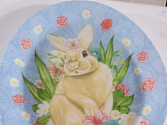 Egg-shaped glass plate Bunny