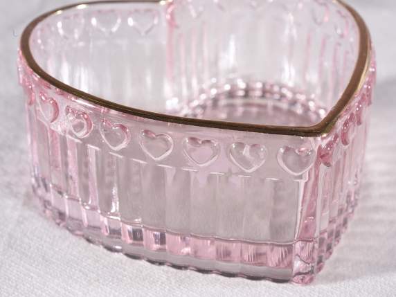 Heart-shaped glass container with golden edge
