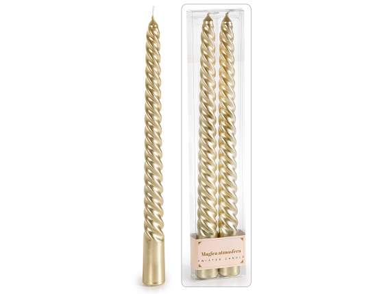 box of 2 champagne-colored torchon candles