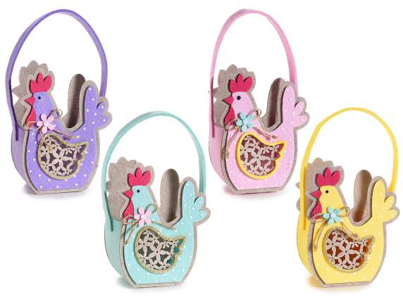 Little chicken colored cloth handbag with carved wings