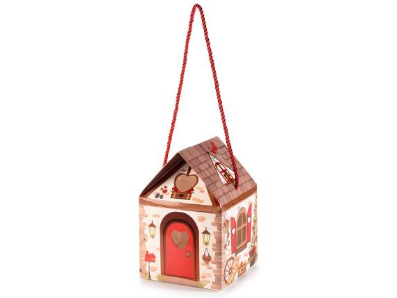 House-shaped paper box with Casa Degli Innamorati print