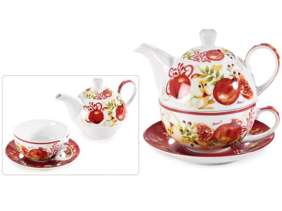 Porcelain cup and teapot set Melograno