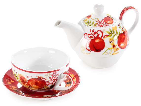 Porcelain cup and teapot set Melograno