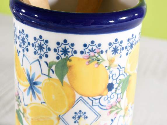 Citrus ceramic utensil holder in gift box