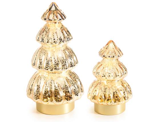 Set de 2 árboles de Navidad de cristal con luces LED