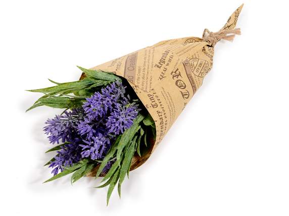 Kraft paper bouquet with artificial lavender