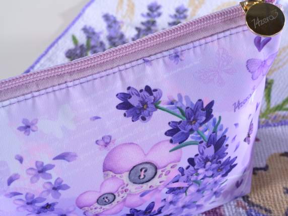 Lavender fabric cosmetic bag with zip