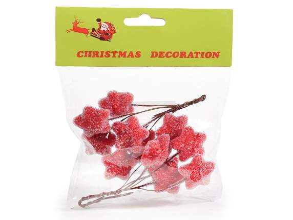 Snow-covered red gift tag with mouldable stem