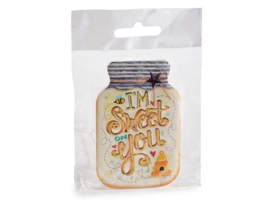 Ceramic honey jar magnet with relief decorations