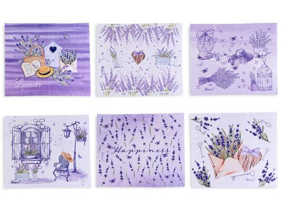 Lavender screen-glasses cleaning microfibre cloth on displ