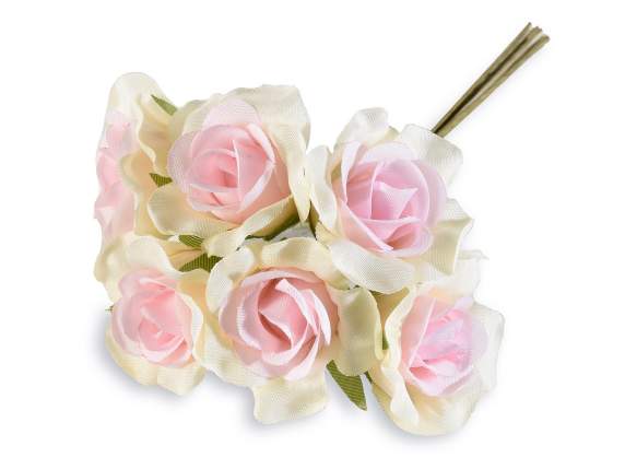 Two-tone fabric rose with moldable stem