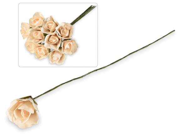 Cream artificial paper rose with moldable stem