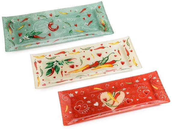 Rectangular glass plate with Spicy Love decorations