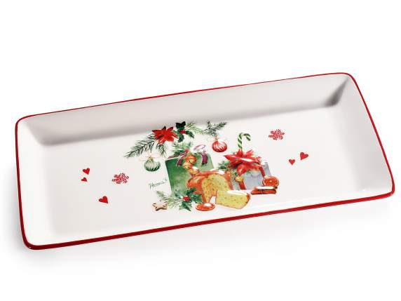 Glossy ceramic plate with Christmas Delights decoration