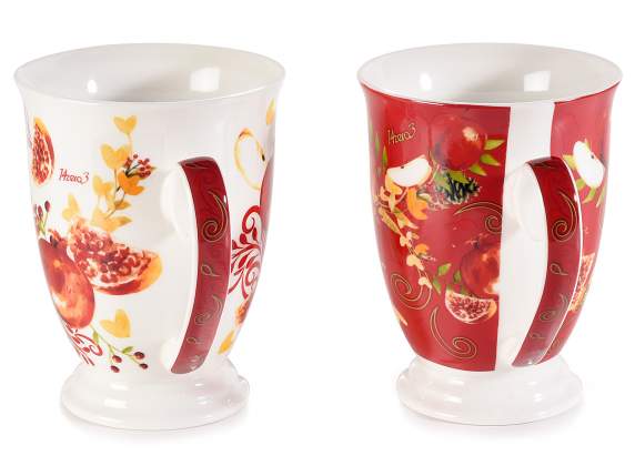 Porcelain mug with Pomegranate print