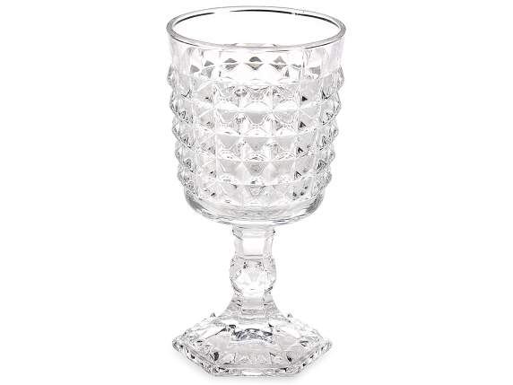 Goblet - Table glass in worked transparent glass