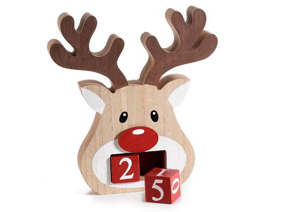 Perpetual wooden reindeer calendar with removable dice