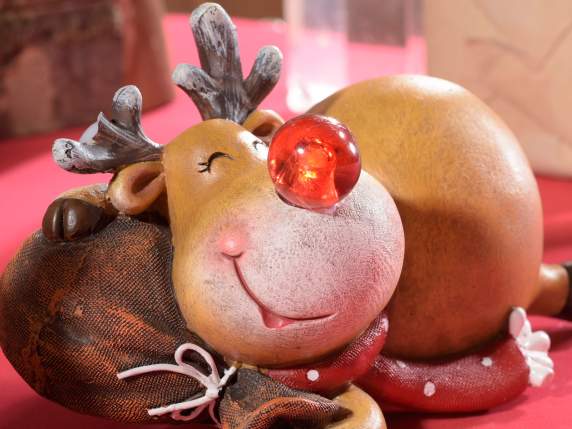 Standing resin reindeer with luminous nose