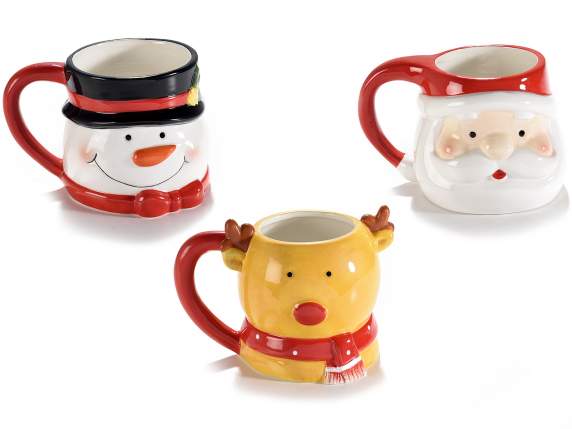 Christmas character ceramic mug with relief details