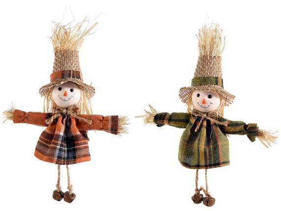 Fabric scarecrow with bells to hang
