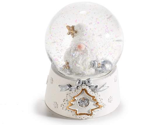 Snow globe with Santa Claus on decorated resin base
